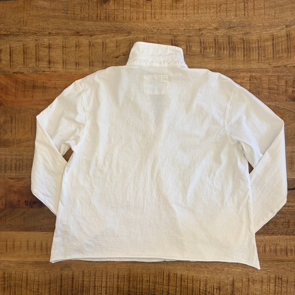 Frank & Eileen Patrick Popover Henley L Vintage Jersey White Cotton Minimalist - Picture 12 of 12